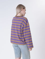 T-shirt m/lunga riga tabacco/viola