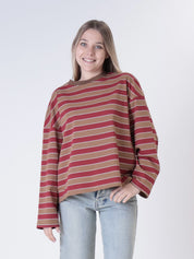 T-shirt m/lunga riga tabacco/rosso