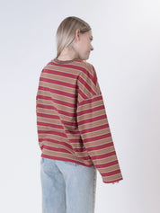 T-shirt m/lunga riga tabacco/rosso