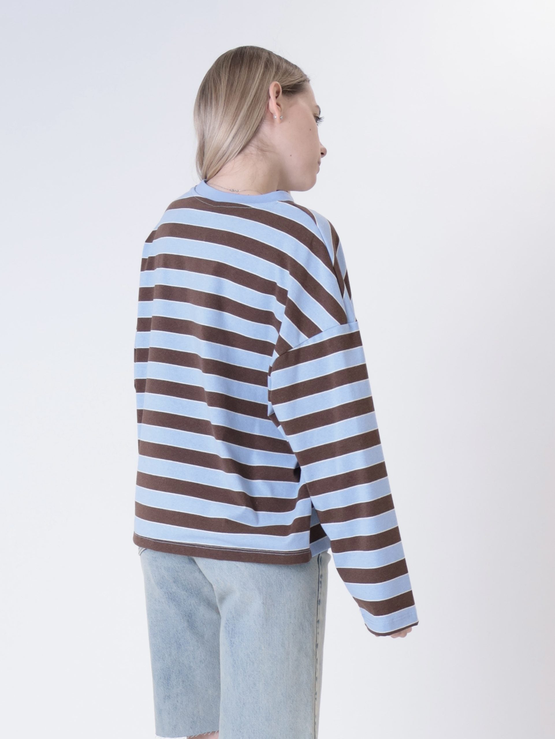T-shirt m/lunga riga moro/celeste