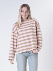 T-shirt m/lunga riga rosa/biscotto