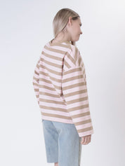 T-shirt m/lunga riga rosa/biscotto