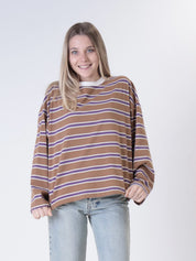 T-shirt colletto tabacco/viola