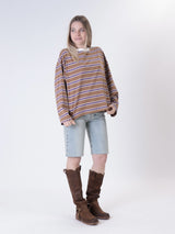 T-shirt colletto tabacco/viola