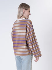 T-shirt colletto tabacco/viola