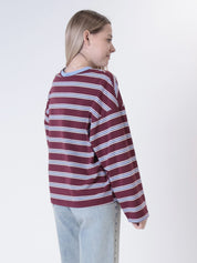 T-shirt colletto bordeaux/celeste