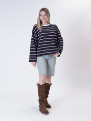 T-shirt colletto blu/bordeaux