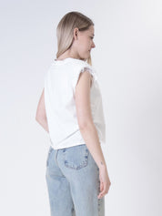 T-shirt spalle pizzo bianco