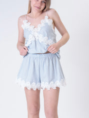 Top Ibiza bianco/celeste