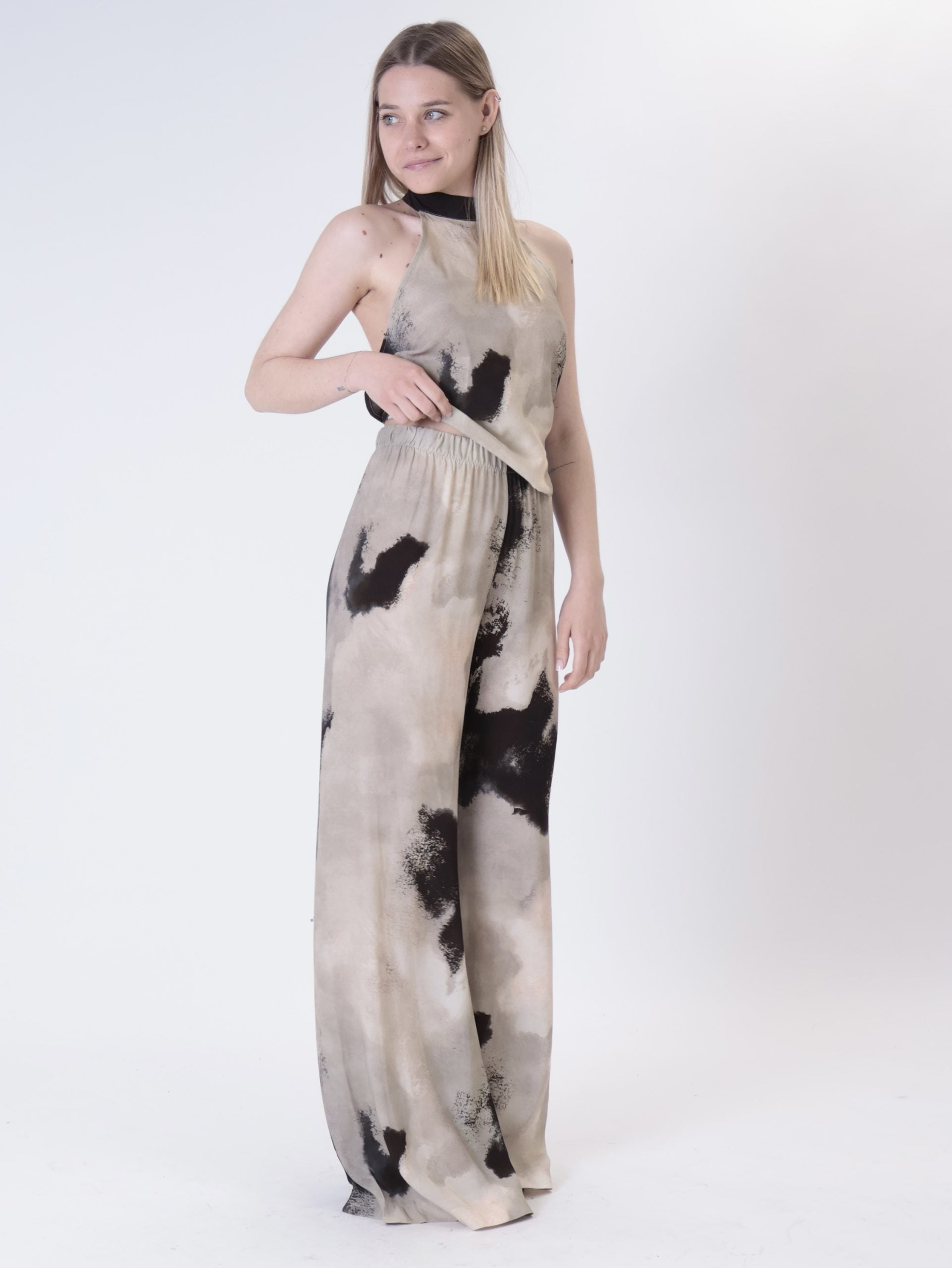 Top fazzoletto fantasia beige