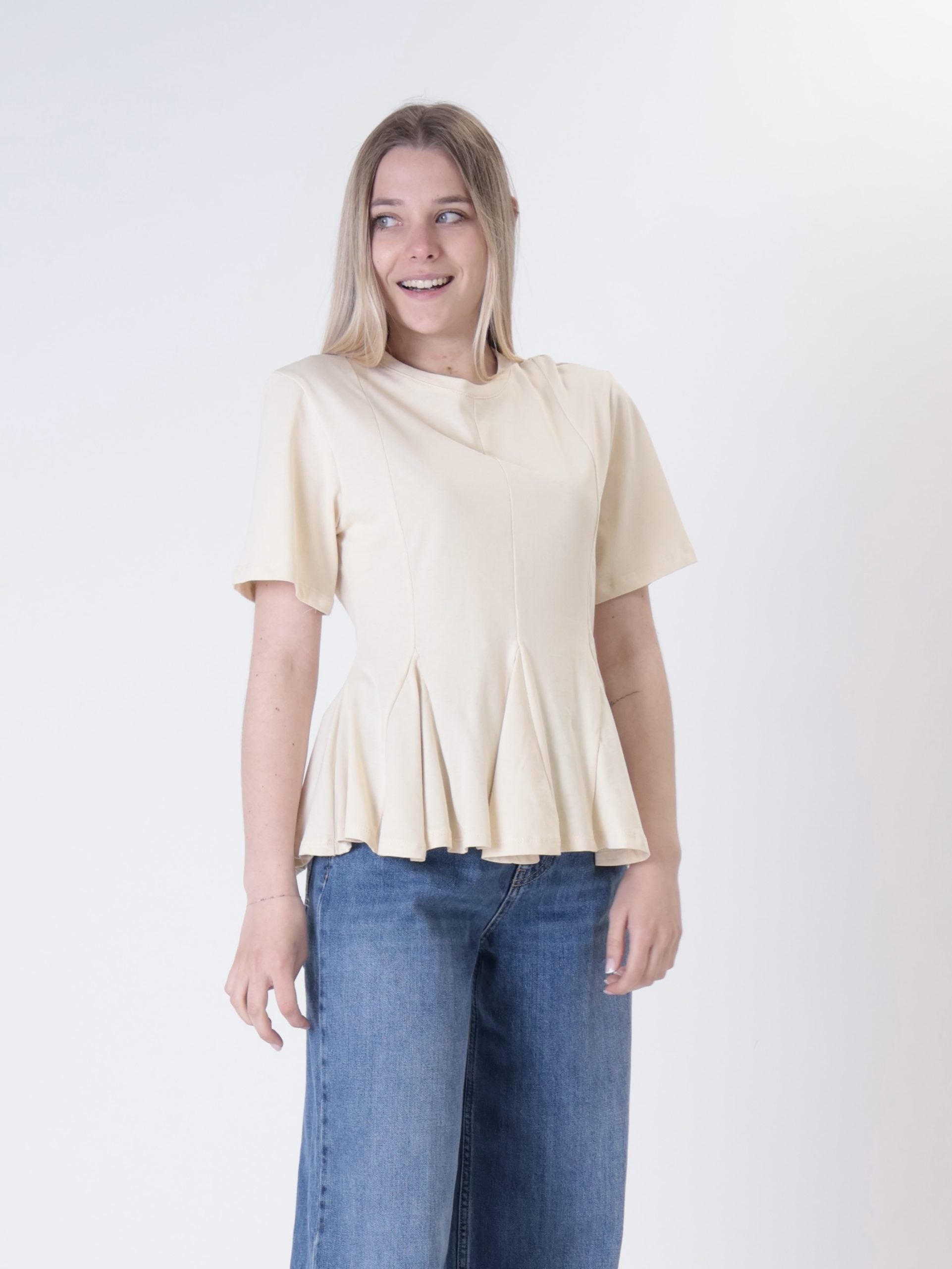T-shirt godet nocciola