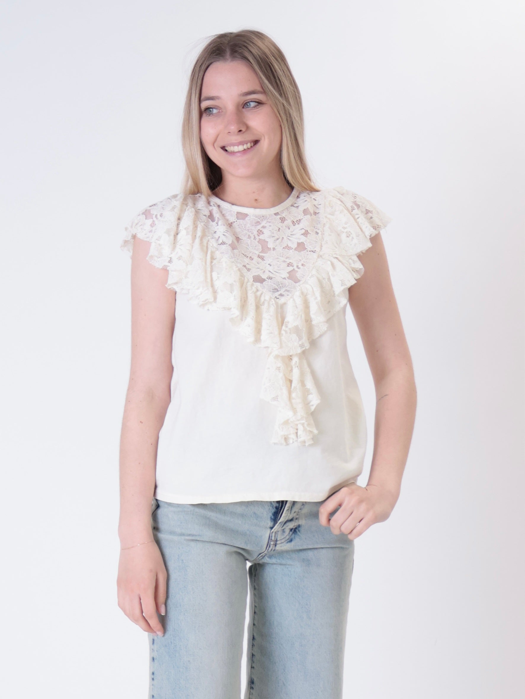 Top pizzo panna