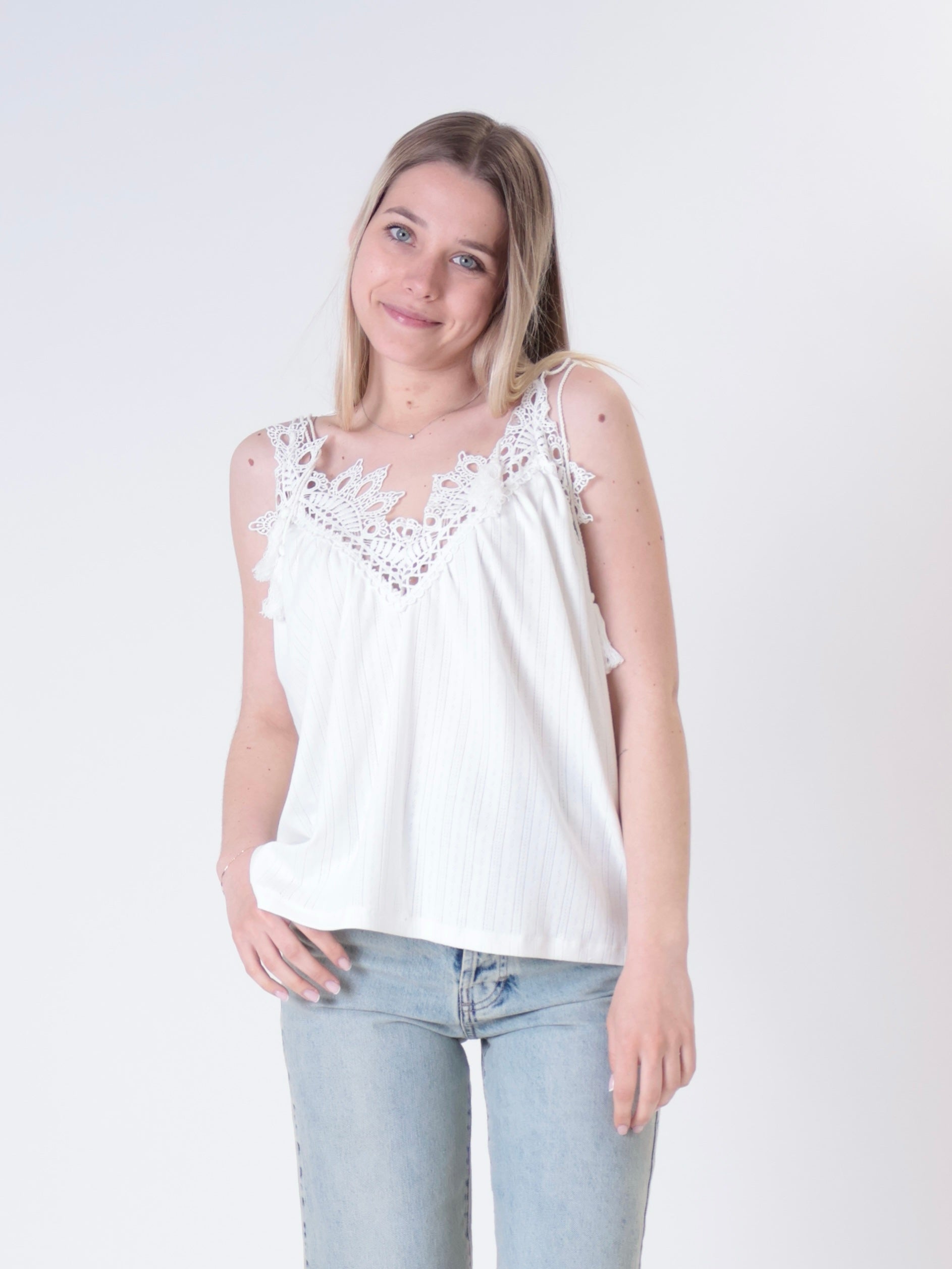 Top passamaneria bianco