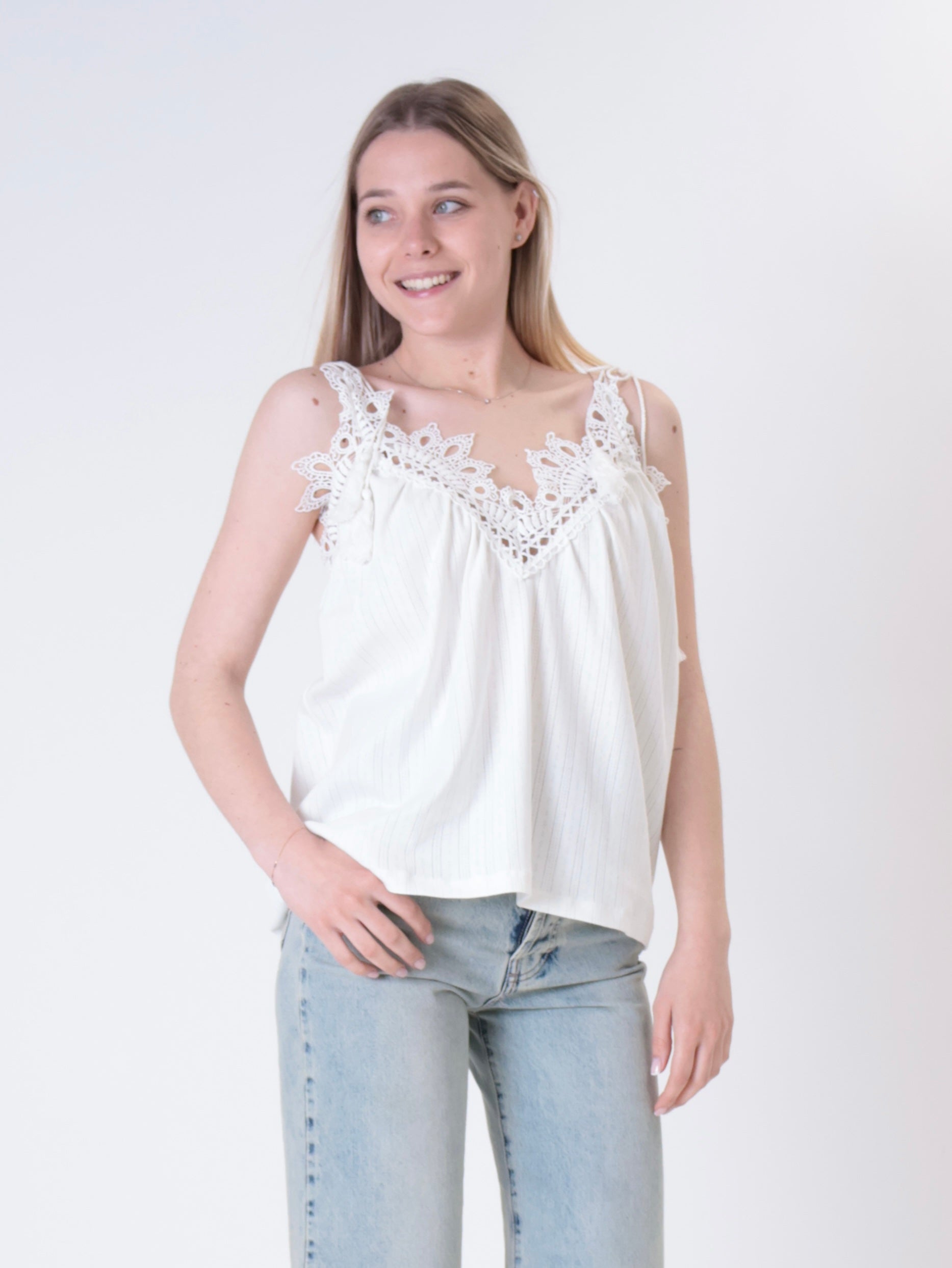 Top passamaneria bianco