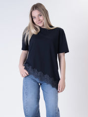 T-shirt svasata pizzo blu