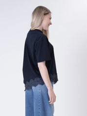 T-shirt svasata pizzo blu