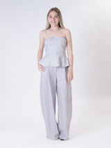 Top fascia 100% lino perla