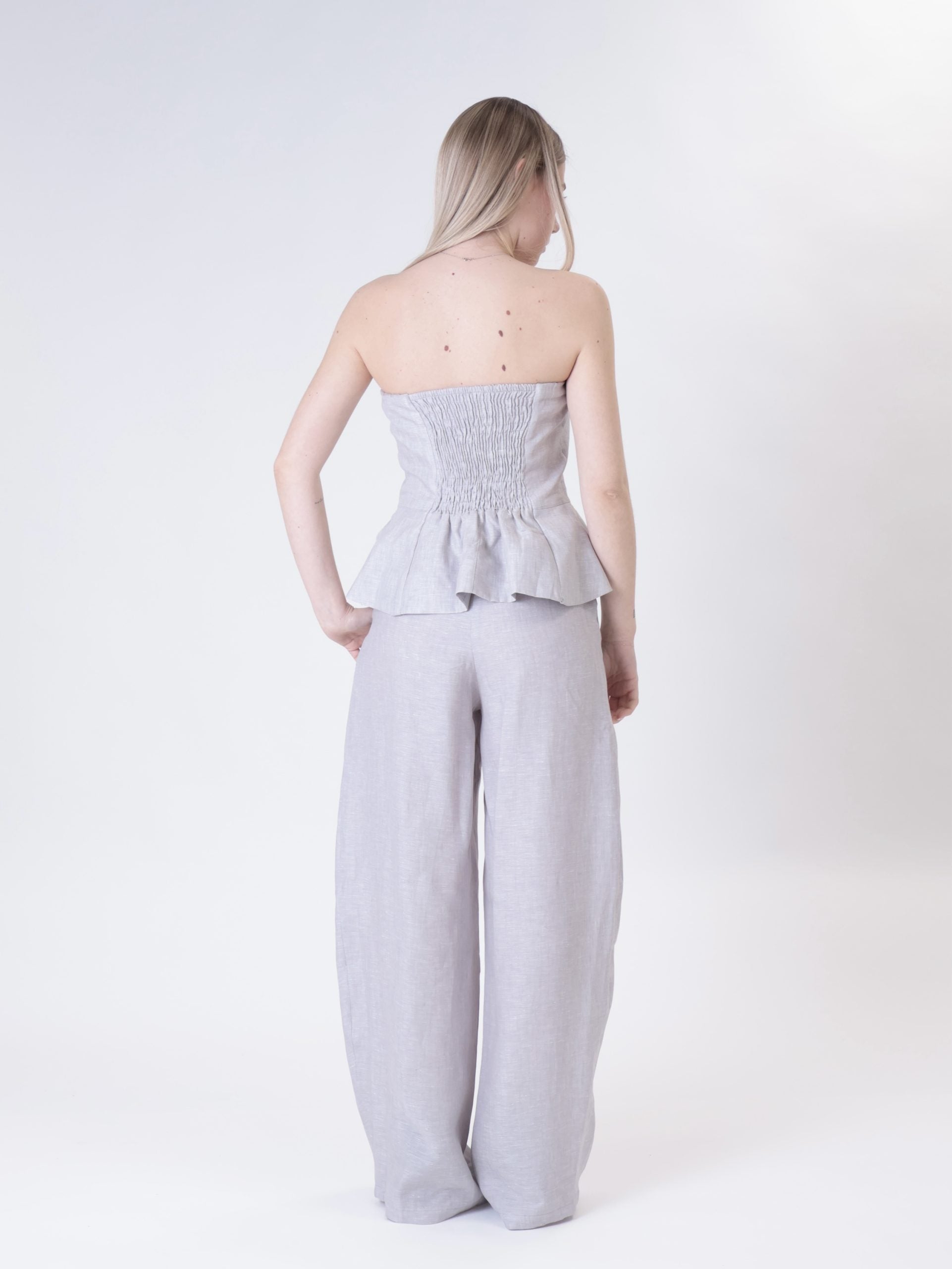 Top fascia 100% lino perla