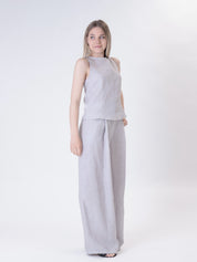 Pantalone palazzo 100% lino perla