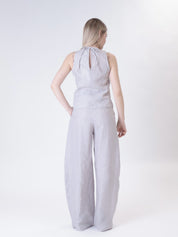 Pearl wide shoulder 100% linen top