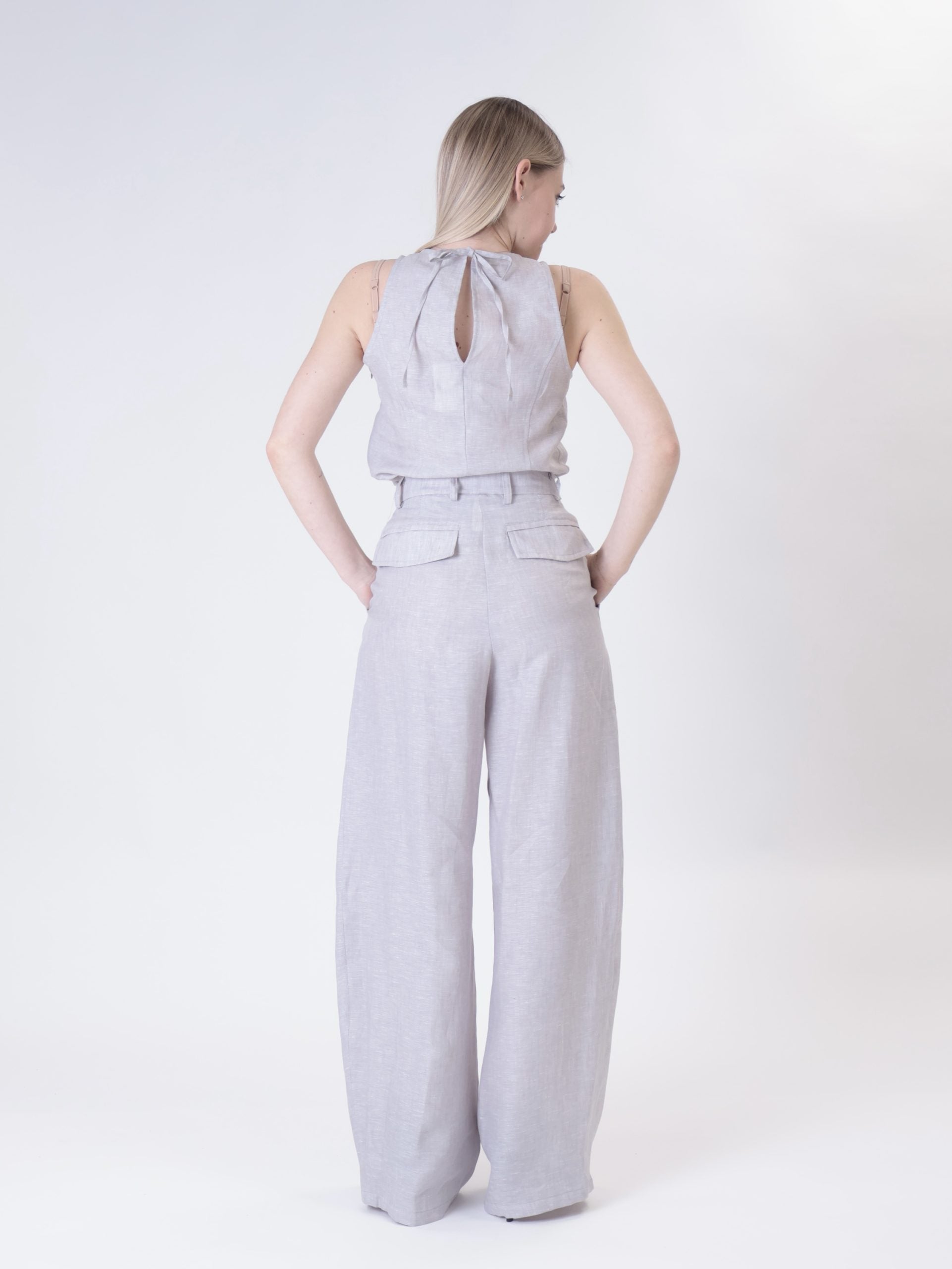 Pearl wide shoulder 100% linen top