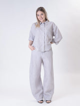 Basic 100% pearl linen shirt
