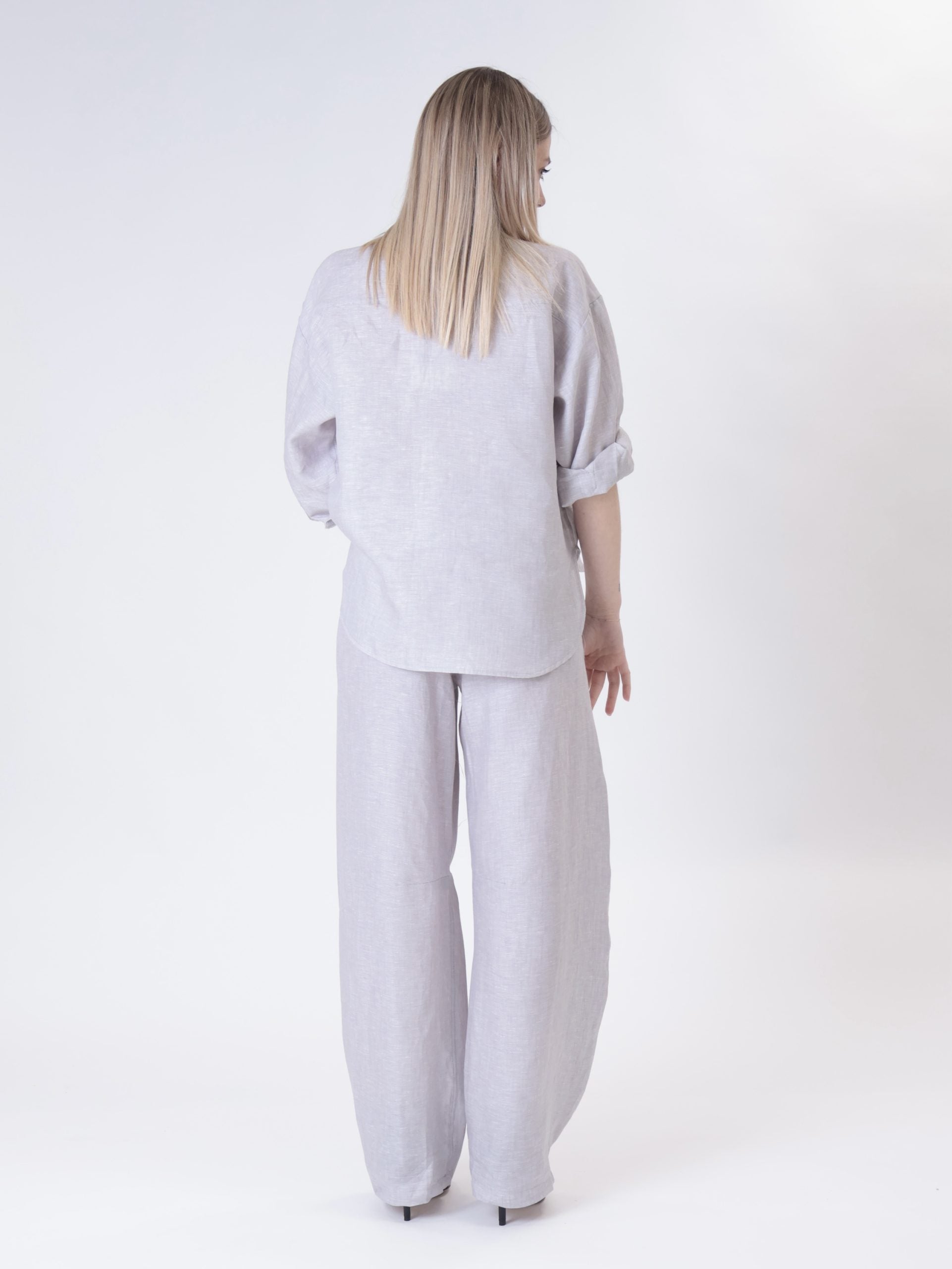Basic 100% pearl linen shirt