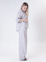 Basic 100% pearl linen shirt