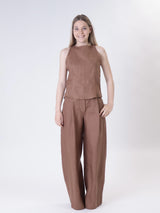 Top spalla larga 100% lino bruciato