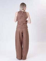 Top spalla larga 100% lino bruciato
