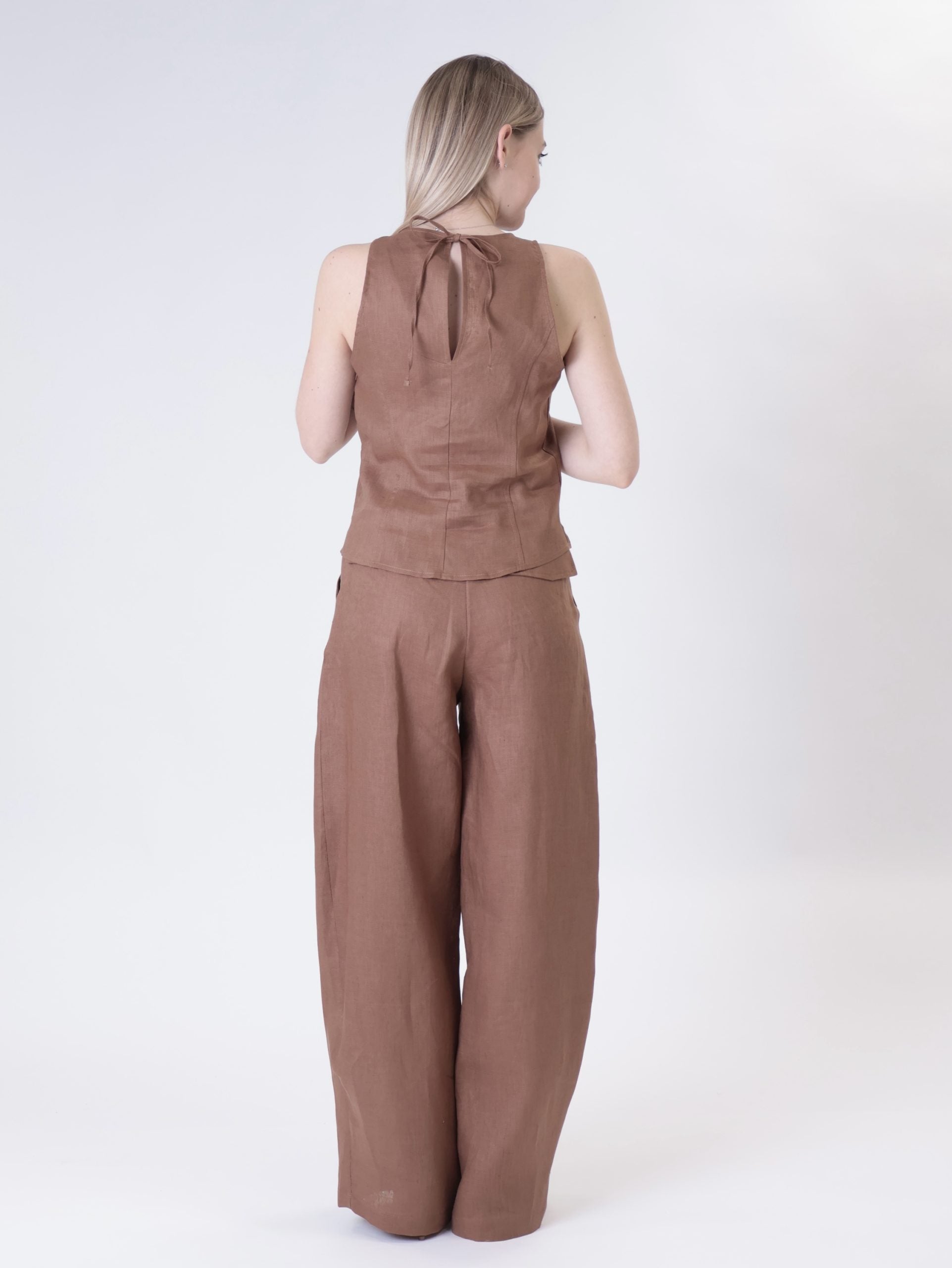 Top spalla larga 100% lino bruciato