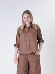 Camicia basica 100% lino bruciato