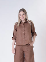 Camicia basica 100% lino bruciato
