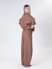 Pantalone barrel 100% lino bruciato