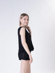 Black perforated shorts