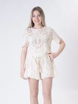 Embroidered butter shorts