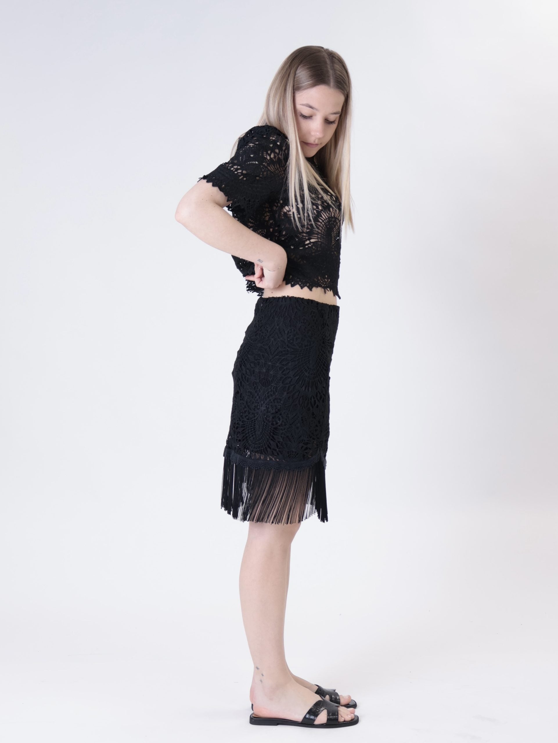 Black embroidered skirt