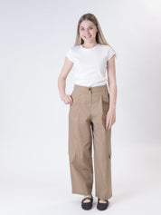 Ladies' low-waisted beige trousers