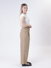 Ladies' low-waisted beige trousers