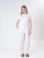 Women's low-pocket trousers in vanilla