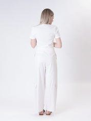 Women's low-pocket trousers in vanilla