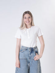 T-shirt serafino Paola bianca