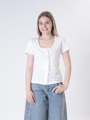 T-shirt  Paola bianca pizzo