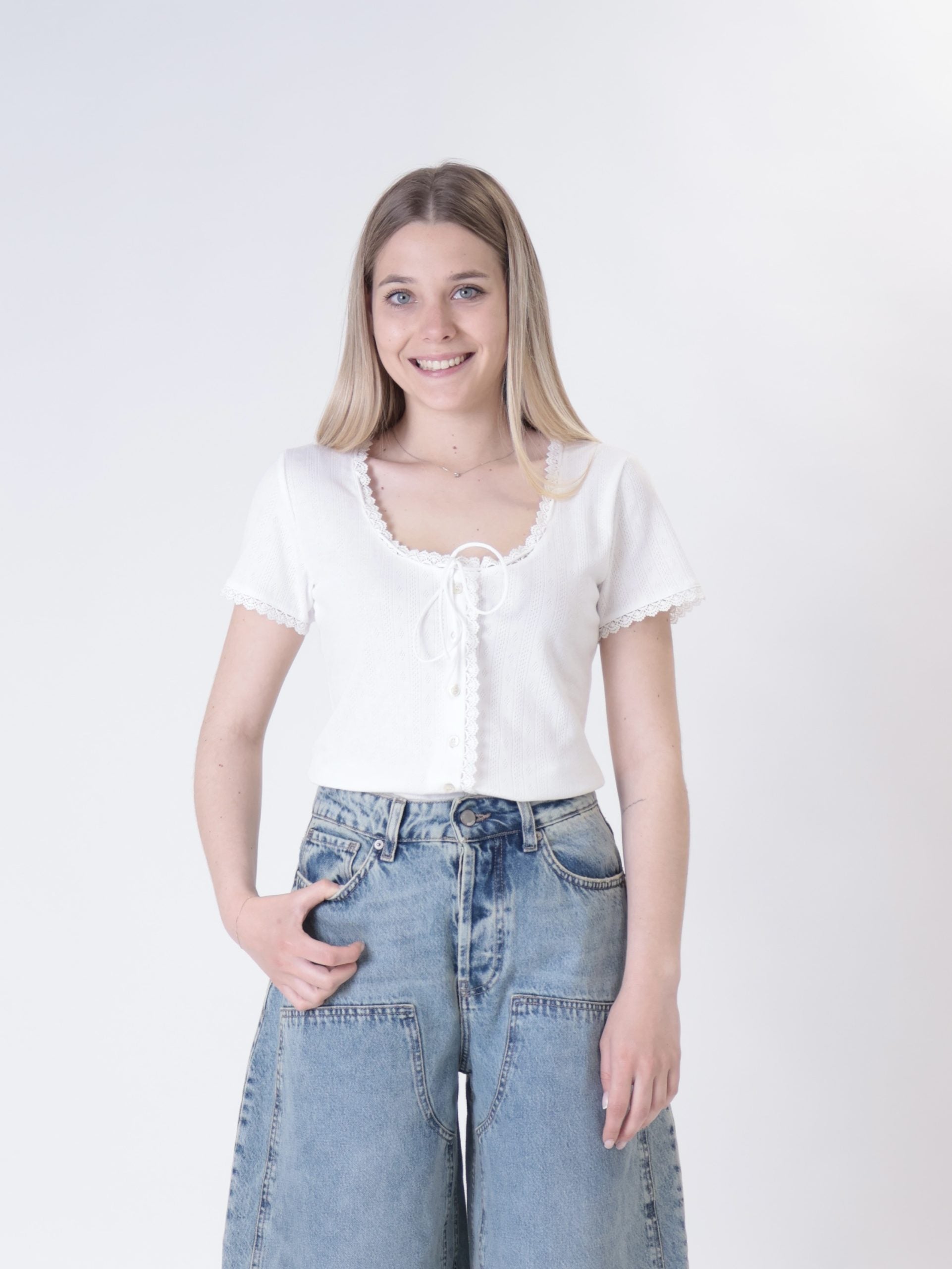 T-shirt  Paola bianca pizzo
