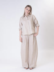 Basic 100% linen shirt sand
