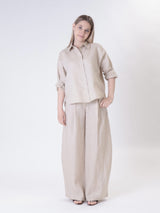 Basic 100% linen shirt sand
