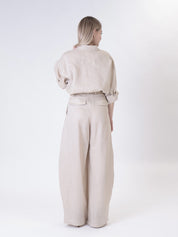 Sand 100% linen palazzo trousers