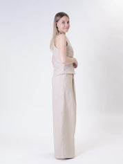 Sand 100% linen palazzo trousers