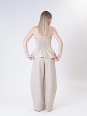 Top fascia 100% lino sabbia