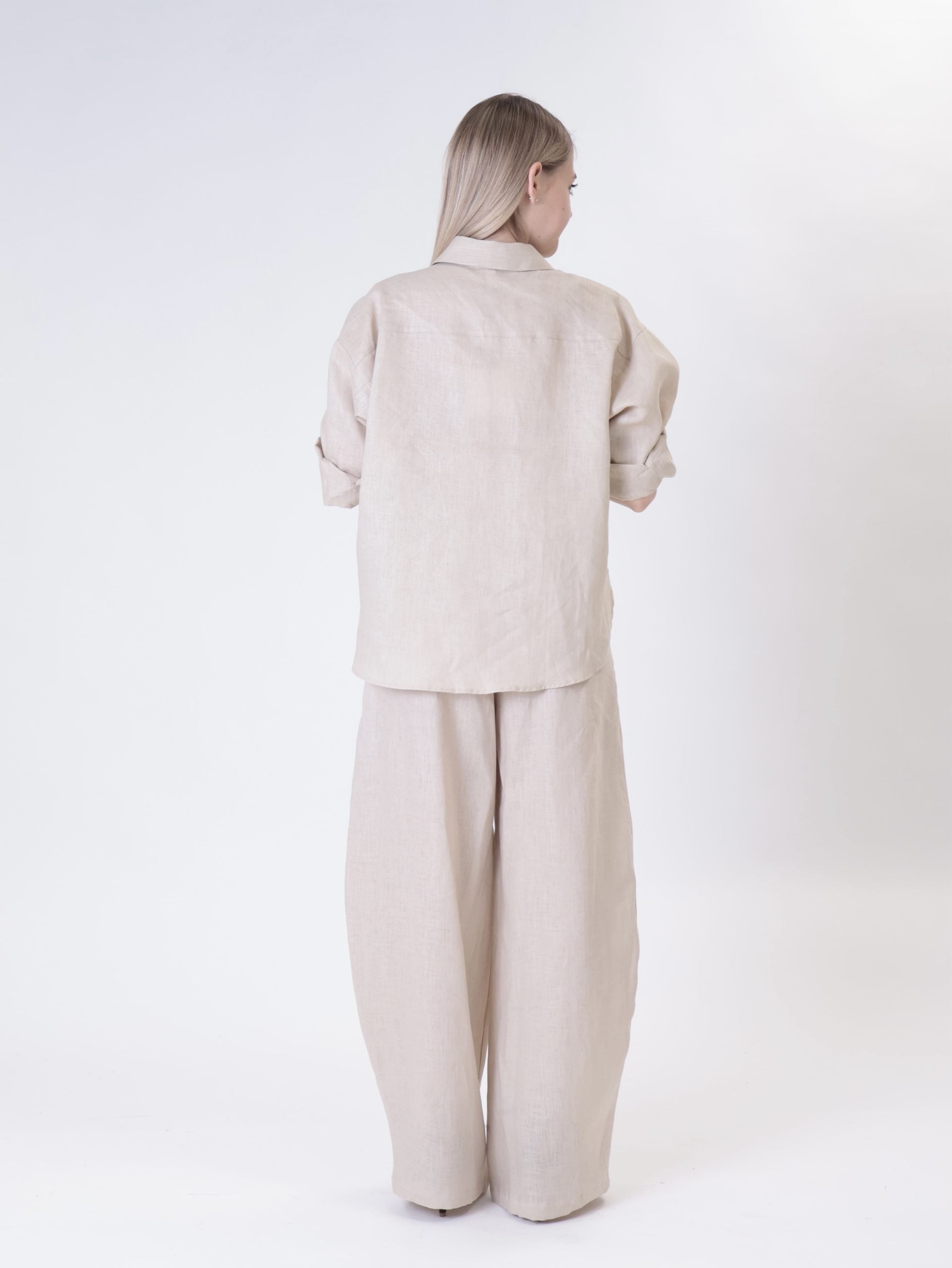 Basic 100% linen shirt sand
